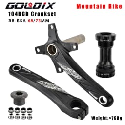 GOLDIX 104BCD Wide and Narrow Teeth Bicycle Crankset 170/175mm Crank Round/Oval Chain Ring 32T/34T/36T/38T Bicycle Crankset