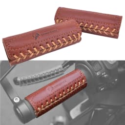 Genuine Cowhide Leather Motorcycle Handlebar Grips Handle Grips Cover Protector Universal