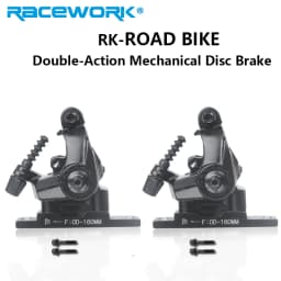 RACEWORK Road Bike Disc Brake Flat Mount Mechanical Dual Side Actuation Caliper 160mm Front Rear Bicycle Clamp Brake
