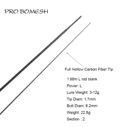 Pro Bomesh 1 Set 1.68m UL L 2 Section X-ray Wrapping Carbon Fiber Travel Rod Blank DIY Rod Building Component Cane