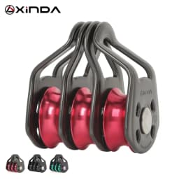Xinda Outdoor Three Pulley Sliding Rope Sling Hoisting Ropeway Transportation Rock Climbing Rescue Pulley Group