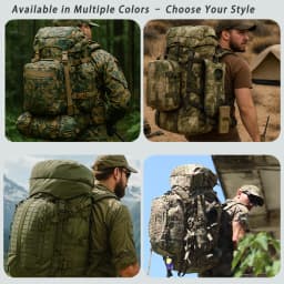 Military ILBE Laser Cut Tactical Backpack 1000D Waterproof With Hydration Pack & Radio Pouch 120L Capacity Camo