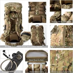 Military ILBE Laser Cut Tactical Backpack 1000D Waterproof With Hydration Pack & Radio Pouch 120L Capacity Camo