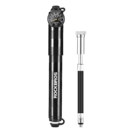ROCKBROS 160psi Bike Pump Air Pressure Barometer Bicycle Inflator Aluminum Alloy MTB Road Motorcycle FV AV Portable Cycling Pump