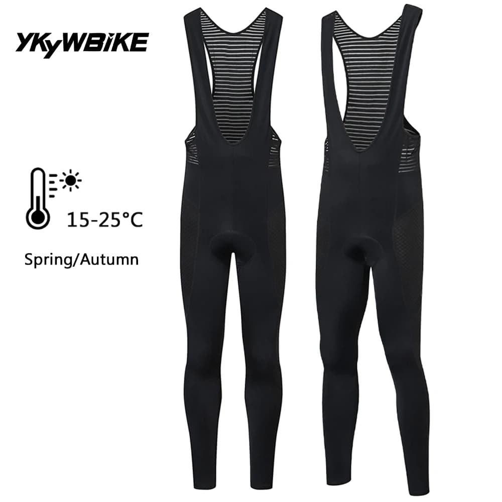 YKYWBIKE Men Cycling Bib Pants Spring Autumn PRO Bike Long Cool Breathable Ride Trousers Quick Dry Road Tight MTB