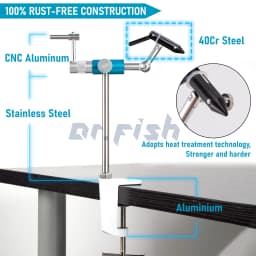360 Degree Rotary Fly Tying Vise Stainless Steel Aluminum C-Clamp Mount 40Cr Hard Jaws Fishing Flies Tying Tool Material