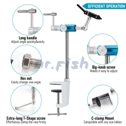 360 Degree Rotary Fly Tying Vise Stainless Steel Aluminum C-Clamp Mount 40Cr Hard Jaws Fishing Flies Tying Tool Material
