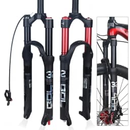 BOLANY MTB Bike Fork Dual Air Damping MTB Suspension Straight Tube 26 27.5 29 Inch Magnesium Alloy Quick Release 100mm