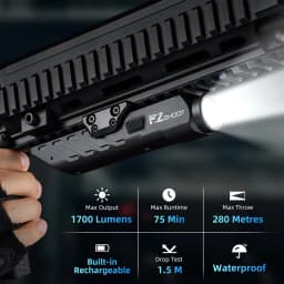 MidTen Tactical Flashlight 1700 Lumens For Rifle With Strobe Mode Fit M-Rail and Picatinny RailRifle Magnetic Rechargeable
