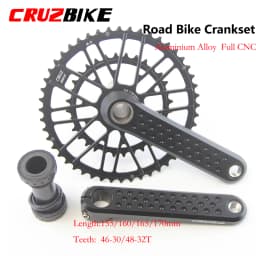 CRUZbike Road Bike Crank Crankset 155/160/165/170/ Crank 9/10/11/12 Speed Double Chainring 46-30/48-32T with Bottom Bracket