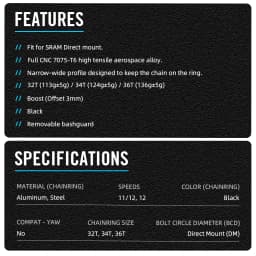 RYET Narrow Wide MTB Chainring Boost Offset 3mm 32T/34T/36T Mountain Bashguard Chainwheel For Sram Shiomano Direct Mount Cycling