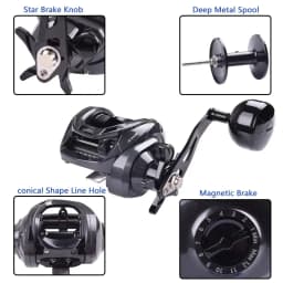 Mavllos Decrk Saltwater Baitcaster Reel,33LBS Drag Power, Gear Ratio 6.4:1Freshwater Bass Baitcasting Reel