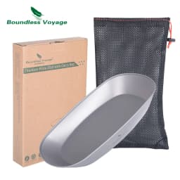 Boundless Voyage Titanium Pan Dinner Plate Ultralight Dish with Carry Bag Outdoor Camping Portable Tableware Pasta Salad Plate