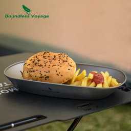 Boundless Voyage Titanium Pan Dinner Plate Ultralight Dish with Carry Bag Outdoor Camping Portable Tableware Pasta Salad Plate