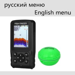 English/Russian 100-200meters Wireless Fish Finder Dot Matrix Sonar Sensor Transducer Depth Echo Sounder  Recharged Battery