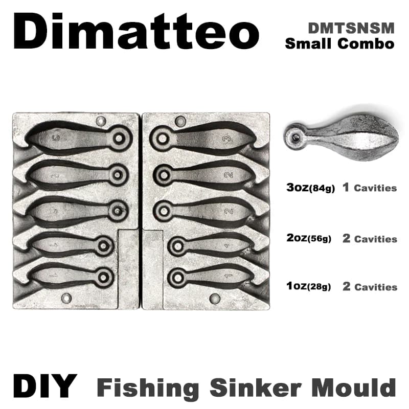 Dimatteo DIY Fishing Snapper Sinker Mould DMTSNSM/Small Combo Snapper Sinker 28g 56g 84g 5 Cavities