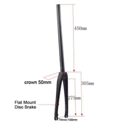 SILVEROCK Carbon Fork  20in 406 451 Flat Mount Disc Brake Caliper 74mm 100mm for FNHON DAHON JAVA Minivelo Bicycles 450mm Long