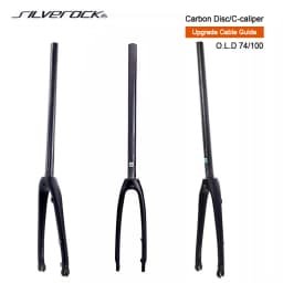 SILVEROCK Carbon Fork  20in 406 451 Flat Mount Disc Brake Caliper 74mm 100mm for FNHON DAHON JAVA Minivelo Bicycles 450mm Long