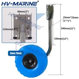 HV-MARiNE Inflatable Boat Launching Wheel - Fishing Boat Underwater Wheel - 304 Stainless Steel - for Outdoor Beaches
