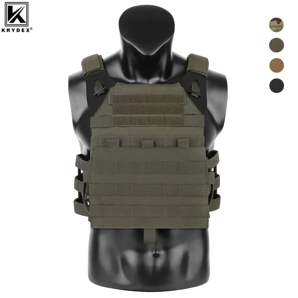KRYDEX 500D Tactical JPC 2 Vest Jumper Plate Carrier MOLLE Front Flap Panel Backpack Combat Hunting Ranger Green Vest