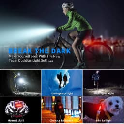 10000mAh Bicycle Light 12LEDs Type-C Digital Battery Indicator USB Rechargeable Bike Light Set with 3 Holders Flashlight
