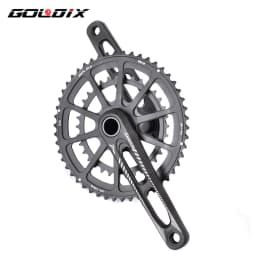 GOLDIX Ultralight Road Bike Crankset 50-34T/52-36T/53-39T Double Chainring 165/170/172.5/175mm Length Hollow Bicycle Crank