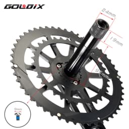 GOLDIX Ultralight Road Bike Crankset 50-34T/52-36T/53-39T Double Chainring 165/170/172.5/175mm Length Hollow Bicycle Crank