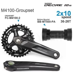 SHIMANO DEORE - M4100 Groupset FC-M4100-2 Crankset 36-26T and Bottom Bracket SM-BB52 /BB-MT500-PA- 2x10-speed