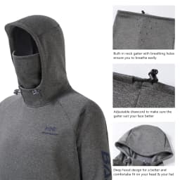 Bassdash Men’s Fishing Fleece Hoodie with Neck Gaiter Water Resistant Performance Hunting Sweatshirt FS18M