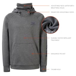 Bassdash Men’s Fishing Fleece Hoodie with Neck Gaiter Water Resistant Performance Hunting Sweatshirt FS18M