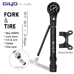 Giyo MTB Shock Pump 300psi Bike Suspension Air Pump with Pressure Gauge Schrader Presta Bike Tyre Inflator Bicycle Fork Pump