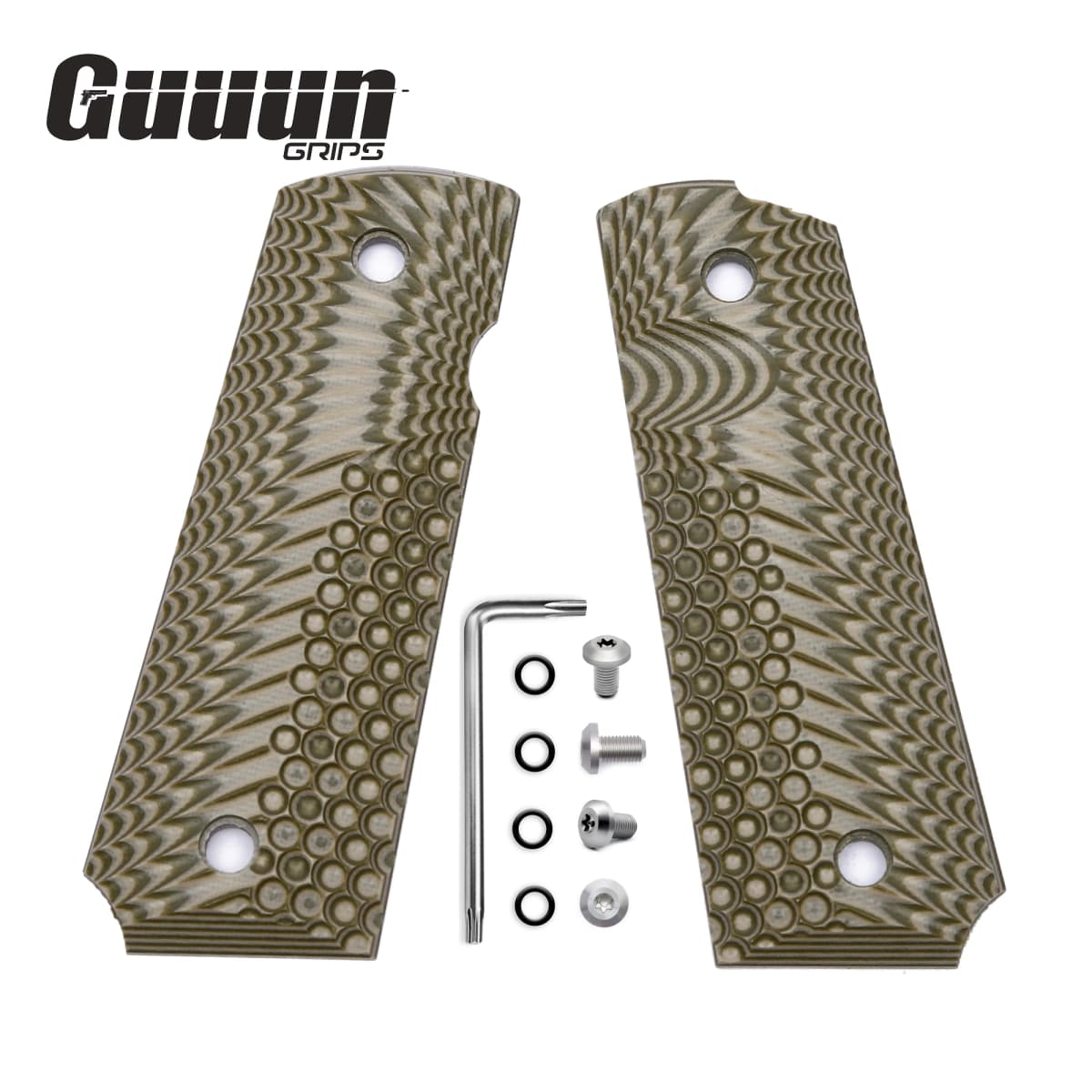 Guuun 1911 Grips G10 Full Size Government Commander Grip OPS Eagle wing Texture