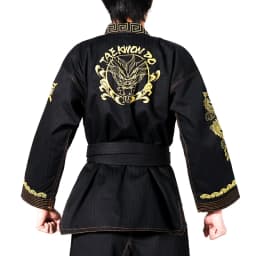 High Quality Taekwondo Uniform Black WT Dobok Tae Kwon Do MMA Martial Arts Karate Suits Embroidered Dragon Pattern