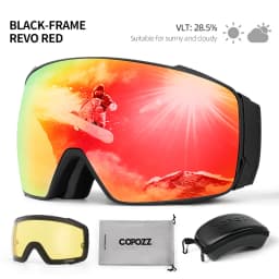 Copozz Magnetic Polarized Ski Goggles Anti-Fog Winter Double-Layers UV400 Protection Men Ski Glasses Eyewear with Lens Case Set