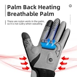 ROCKBROS Heated Winter Glove Cycling Gloves USB Electric Rechargeable Ski Gloves Touchscreen Motorcycle Riding Hiking Snow Glove