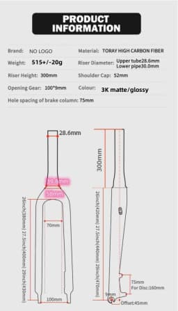 MTB Carbon Fork Glossy / Matte 3K Carbon Fiber Bike Fork Tapered Cycling Fork Mountain Bike Fork Bicycle MTB Parts Disc Brake