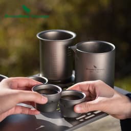 Boundless Voyage Titanium Tea Set Double-Walled Tea Maker Lightweight Teapot with Filter Outdoor Camping Tea Cup Mug