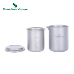 Boundless Voyage Titanium Tea Set Double-Walled Tea Maker Lightweight Teapot with Filter Outdoor Camping Tea Cup Mug