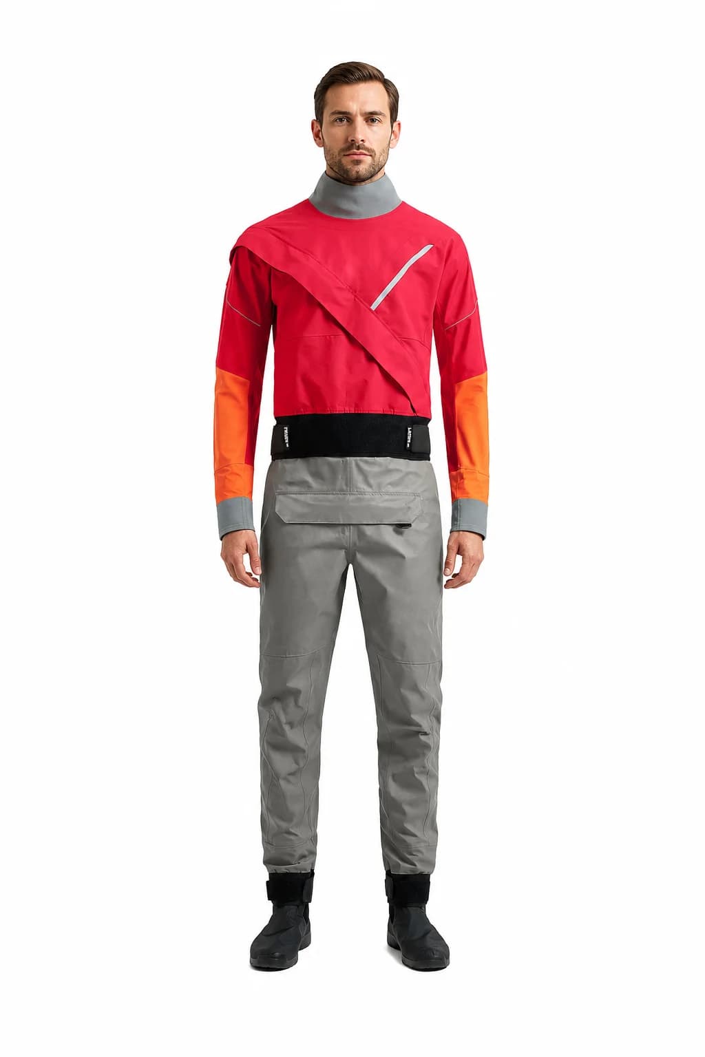 LKVER Kayak Dry Suit for Men 3-layer Waterproof Breathable Fabric With Latex Gasket on Neck and Wrist White Water River Pending