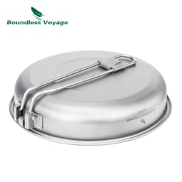 Boundless Voyage 18.8/22CM Titanium Non-stick Camping Frying Pan with Folding Handle Outdoor Plate Dish Bowl Skillet Tableware