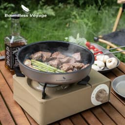 Boundless Voyage 18.8/22CM Titanium Non-stick Camping Frying Pan with Folding Handle Outdoor Plate Dish Bowl Skillet Tableware
