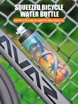ESLNF 610ml Insulated Bike Water Bottle Squeeze Sports Bottle Dust Cover Silicone Push Pull Spout for MTB and Road Bicycle Cage