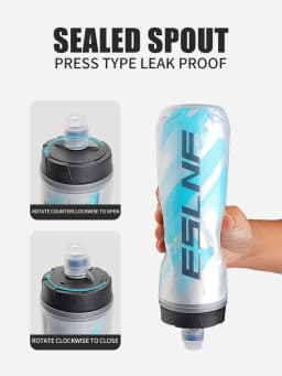 ESLNF 610ml Insulated Bike Water Bottle Squeeze Sports Bottle Dust Cover Silicone Push Pull Spout for MTB and Road Bicycle Cage