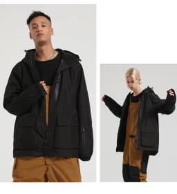 Gsou Snow Ski Jacket for Men And Women Waterproof Windproof Professional Single Board Double Board Loose Warm Design