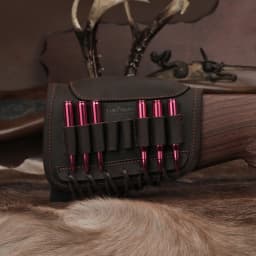 Tourbon Tactical Rifle Buttstock Cheek Rest Riser Genuine Leather Firearms Ammo Cartridges Holder Carrier Hunting Accessories
