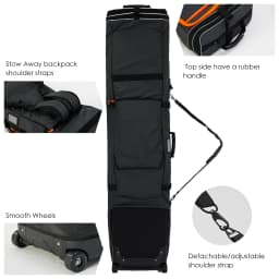 XCMAN Roller Snowboard Bag With Wheels 63-75Inch Adjustable Length Padded Bag for Air Travel Snowboard Boots