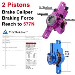 Bicycle Hydraulic Disc Brake 2 Piston MTB Brake Caliper IIIPRO E2 Mountain Bike Brake Oil Pressure 800/1550mm Front Rear Brake