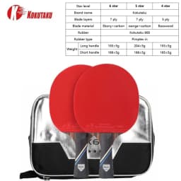 KOKUTAKU ITTF Professional 4/5/6 Star Ping Pong Racket Carbon Table Tennis Racket Bat Paddle Set Pimples In Rubber With Bag