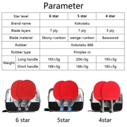 KOKUTAKU ITTF Professional 4/5/6 Star Ping Pong Racket Carbon Table Tennis Racket Bat Paddle Set Pimples In Rubber With Bag