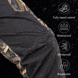 BASSDASH Spliced Men Hunting Pants Waterproof Reeds Printing Trousers Breathable Ripstop Camo Fishing Rain Pants